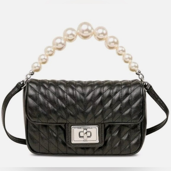 Karl Lagerfeld Paris Black Pearl Crossbody Bag